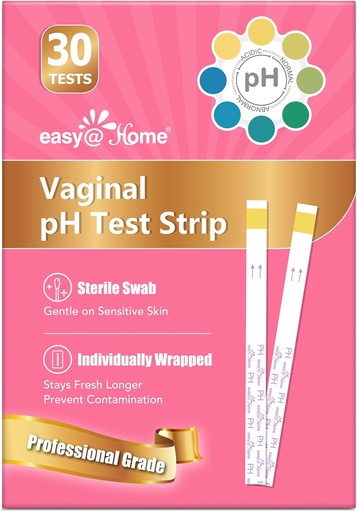 [BRSROFICDMFB43A4] Easy@Home Vaginal pH Test -30 Strips | BV Test Kit at Home for Women | Yeast Infection Test + pH Balance for Women