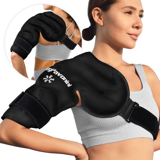 [BRSRMAD2CENGYCY2] KingPavonini Плешка Ice Pack Rotator Кріплення холодної терапії, багаторазовий гель Ice Pack для травми плеча, Болі полегшують, Набряки, плечові хірургії, Tendonitis, Bursitis, Чорний, Середній розмір