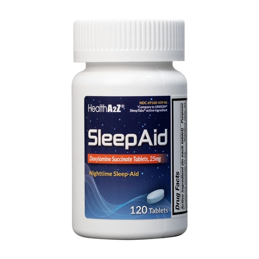 [BRSRMAADC4MGGHTK] HealthA2Z® Nighttime Sleep-Aid, Doxylamine Succinate Tablets 25mg, 120 Counts (Pack of 1), Safe & Effective