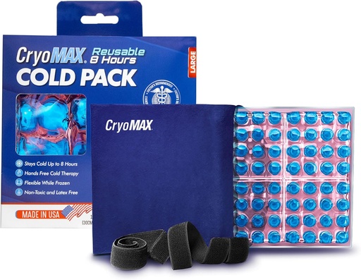 [BRSWIYYYAUJRQ2A3] CryoMAX Cold Pack, Reusable, Latex Free, 8 Hour Cold Therapy, Large, 12" x 12" (1 Count)