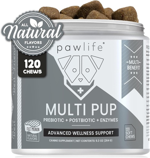 [BRSWYBILDIOQIFLF] All Natural Multivitamin Soft Chews for Dogs| Glucosamine Chondroitin for Joint Support with Probiotics for Gut & Immune Health| Mobility and Advanced Wellness Support|4-Month Supply