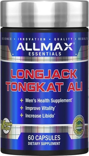 [BRSROHADAEBRQD3H] AllMAX Essentials LongJack Tongkat Ali - 60 Капсули - Чоловічі добавки для здоров'я - покращує Vitality - 60 Сервінги