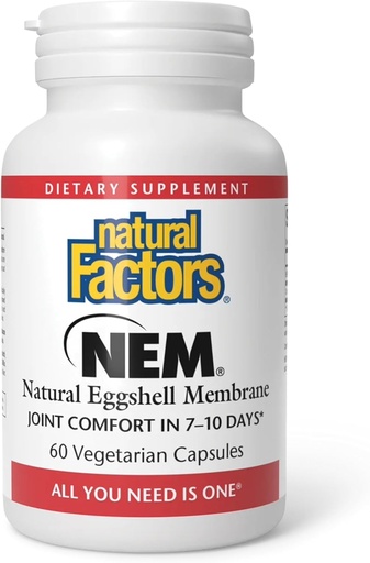 [BRSWIED4PMNRCFTK] Natural Factors, NEM Natural Eggshell Membrane, Promotes Joint Comfort and Flexibility, 60 Capsules