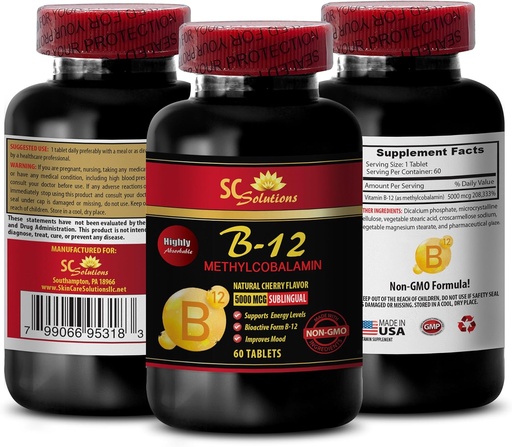 [BRSROFQEOQBAODTX] b12 with methylcobalamin - METHYLCOBALAMIN VITAMIN B-12 5000 - anti aging vitamins for women, energy supplements powder pill, energy vitamins for women over 50, endurance stamina - 1 Bottle 60 Tabs