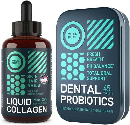 [BRSRMYA3CIBWYHTZ] WILD FUEL Liquid Collagen Peptides with Biotin and Dental Probiotics for Fresh Breath Bundle