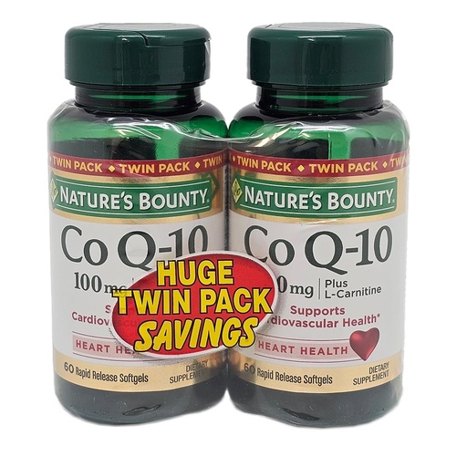 [BRSWKH3QBMIBECT4] Nature's Bounty CoQ10 100mg Twin Pack, 60 Count, 2 Pack