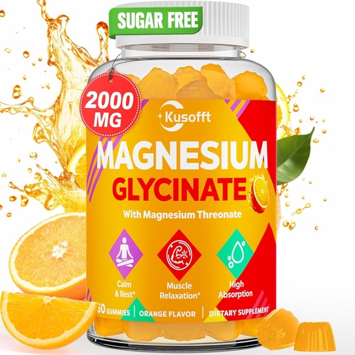 [BRSRAYINDJ7GMA3H] Magnesium Glycinate Gummies 1500mg - Sugar Free Magnesium Gummies for Women & Men, with L-Theanine, Ashwaganha, for Energy, Rest* & Muscle, Shelf Stable,60 Magnesium Gummies for Kids