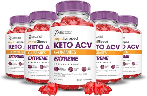 [BRSRA2QYDJ6AODT3] 5 Pack Rapid Ripped Keto ACV Gummies Extreme 2000MG Rapidriped Keto Gummies Apple Cider Vinacter Formuled with Pomgranate Beet juice pudra B12 Vegan Non GMO 300 Gummys