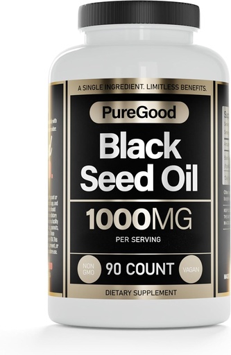 [BRSRAGQNBN5REAAV] Black Seed Oil Capsules, 500 Mg, Cold Pressed High Potency Digestive Aid, 90 Count 100% Non GMO Pure Black Cumin Seed Oil Capsules