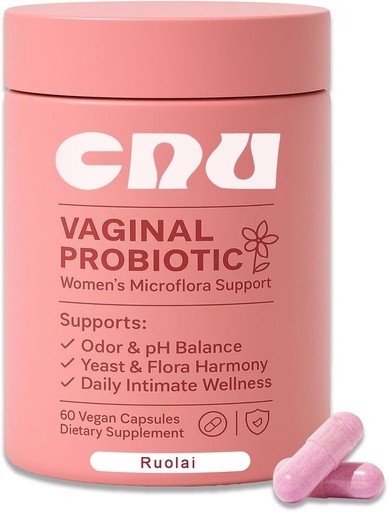[BRSRA2YQCIFG2CDX] Ruolai Women's Vaginal- pH Balance & Prebiotics with Lactobacillus - Promote Healthy Vaginal Flora & Vaginal Odor,60 Count