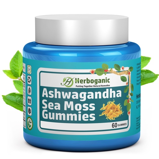 [BRSRAZYNPJ5RAFYV] HERBOGANIC Ashwagandha Sea Moss Gummies - 60 Count
