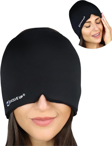 [BRSRMGI5OAORSDL4] Fast Acting Migraine Relief Cap - Designed for Migraine, Sinus Tension Headache Relief, Double Layer Gel Ice Mask, Therapeutic Migraine Mask - Cold & Hot Compression, One Size Fits All