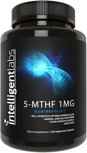 [BRSWGZYKOQCG2ELH] Lab Cerdas 1MG 5- MTHF Methylfolat, 120 Capsules, 120 Days Supply, Best Value Folic Acid Suplement sebagai Quatrefolic, Aktivated Folate, 1MG = 10000mcg, 5 methyltetrahydrofolate