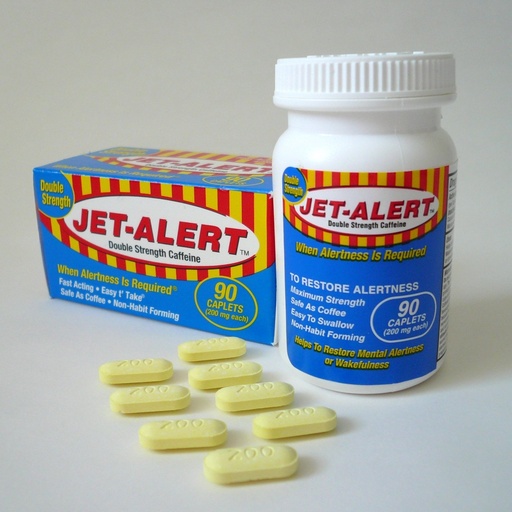 [BRSWIGL4O4BBWFTE] Jet Alert Double Strength Alertness Aid Caplets, 200mg-90 Ct Value Packs (4)