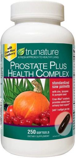 [BRSWIFDYBYFWGYDG] TruNature Prostate Plus Health Complex - Saw Palmetto with Zinc, Lycopene, Pumpkin Seed - 250 Softgels
