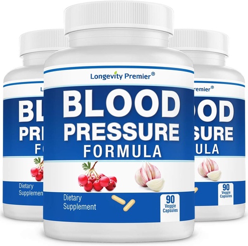 [BRSWIHT6OUDA4EYV] [3-Bottle Value Pack] Longevity Blood Pressure Formula - with 12+ Natural Herbs. Dietary Support Supplement