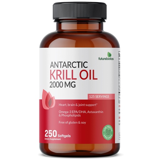 [BRSRMCDQCQNA2FIY] Futurebiotics Antarctic Krill Oil 2000mg with Astaxanthin, Omega-3s EPA, DHA and Phospholipids - 100% Pure Premium Krill Oil Heavy Metal Tested, Non GMO – 250 Softgels