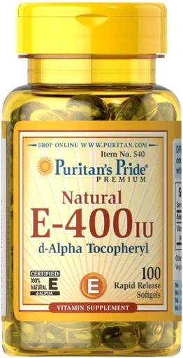 [BRSWIYI5AJ5ACDI3] Puritan's Pride Vitamin E 268 mg Mixed Tocopherols Natural Immune Support by Pride®, 400 IU /, 100 Count
