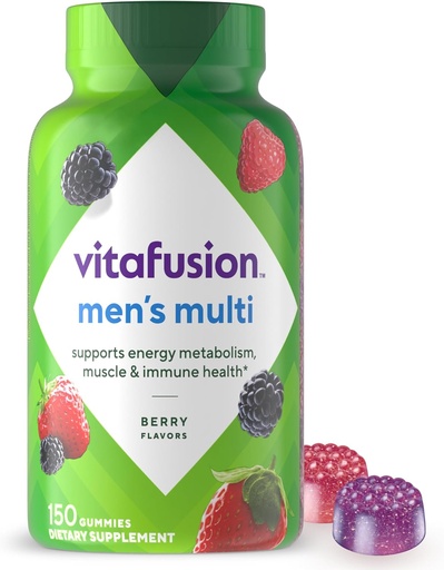 [BRSWIZIFOMGRWF32] vitafusion Adult Gummy Vitamins for Men, Berry Flavored Men’s Multivitamin Gummy Supplement with Vitamins A, C, D, E, B6, B12, 75 Day Supply, 150 Count