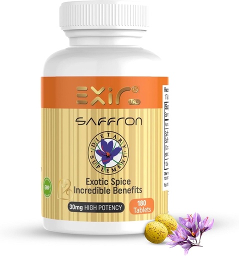 [BRSROGI7B56A4H3X] Saffron Supplement - Stress Relief Formula, Natural Mood Support, Stress, Focus, and Energy Support Supplement, 180 Tablets