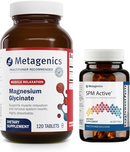 [BRSRAFTRBMAW2FDG] Metagenics Relief Duo - Magnesium Glycinate & SPM Active - 120 Tablets of Magnesium Glycinate for Nervous System Support - 60 Softgels of SPM Active for Joint Comfort & Minor Discomfort Relief