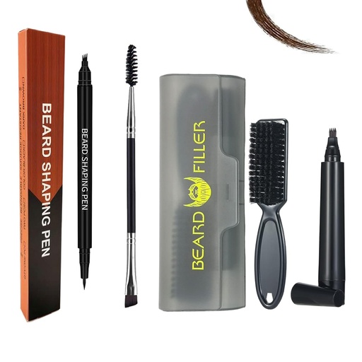 [BRSRMCA3A4BWACI6] Beard Pencil Filler for Men, Hysotok Beard Pen Beard Filling Pen Kit, WaterProof Sweat Proof Long Lasting Beard Filler Pen, Double Ends Beard Brush for Men Mustache Repair Shape (dark brown)