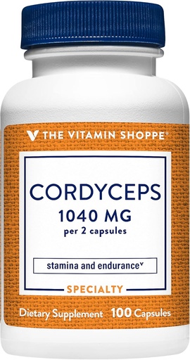 [BRSRMCTYAB5GE3A3] The Vitamin Shoppe Cordyceps Mushroom Supplement 1,040MG, Supports Stamina and Endurance (100 Capsules)
