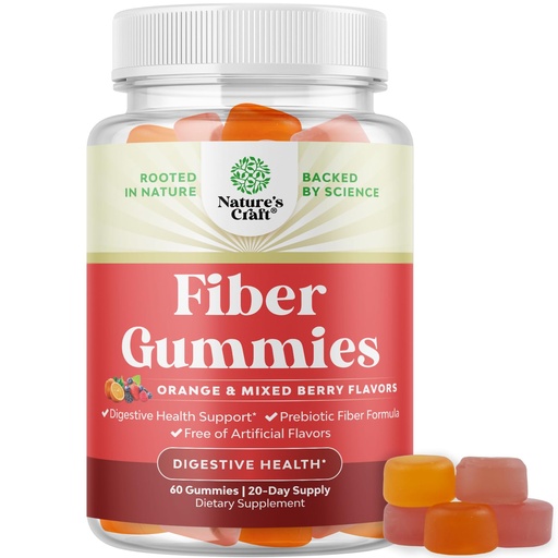 [BRSWYZL3AQNGOAIU] Tasty Prebiotic Fiber Gummies for Adults - High Fiber Supplement Gummies Vitamins for Adults with Prebiotic Soluble Chicory Root for Immunity and Digestive Support - Non GMO Vegan Halal 60 Count