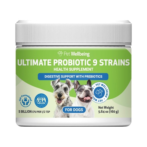 [BRSWKELQBECGAG3O] Pet Wellbeing - Ultimate Probiotic 9 Strains for Cats and Dogs - Natural Support for Digestion and Urinary Tract Health 160 Grams.