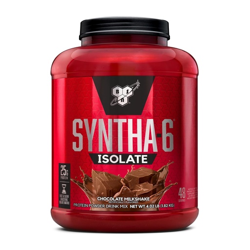 [BRSWI233OUGAED32] BSN SYNTHA-6 Isolate, Chocolate Post Workout Protein Powder for Muscle Gain, Whey Protein Isolate, Milk Protein Isolate, Essential Amino Acids, Chocolate Milkshake, 4.02 Pounds, 48 Servings