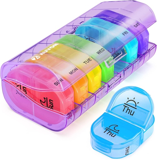 [BRSW2BA2CQOWK3DU] AUVON Pill Box 2 Times a Day, Weekly Pill Organizer AM PM with 7 Daily Pocket Case to Hold Vitamin, Medicine, Medication, and Supplement