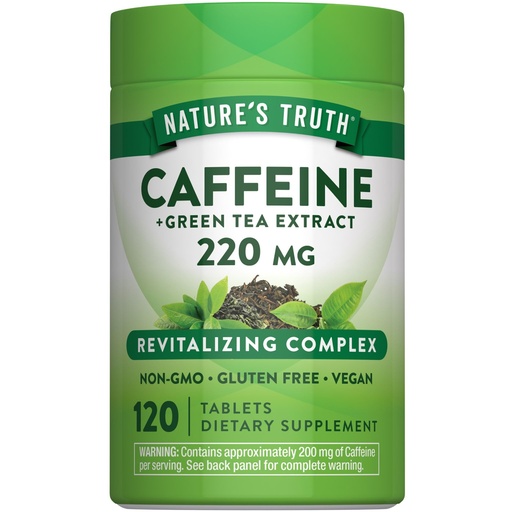 [BRSWICQBBAFGMHTG] Nature's Truth Caffeine Pills | 220mg | 120 Count | With Green Tea Extract | Vegan, Non-GMO & Gluten Free Supplement