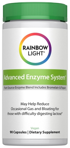 [BRSWIYYBAAAQGCDG] Rainbow Light Advanced Enzyme Supplement | 90 Capsules | 18 Double Strength Digestive Enzyme Blend | with Bromelain & Papain