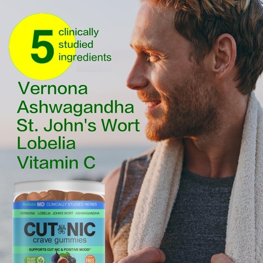 [BRSROCQHCIGQIDLU] Best Quit Smoking products | Quit Vaping with 3 in 1 clinically studied Vernonia Cinerea St. John's Wort Ashwagandha | May help cut smoking | All-Natural | Sugar Free Gummies 60 counts (Berries)