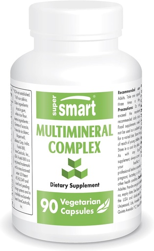 [BRSWIHQZBEBGOGTM] SuperSmart - complex multinomal suplementari (Full Spectnic) - amb Magnesi, Zinc, Boron, Calci, Chromium, Selenium, Iodeine, Potassani NoGO & Guten Free - 90rian Capules