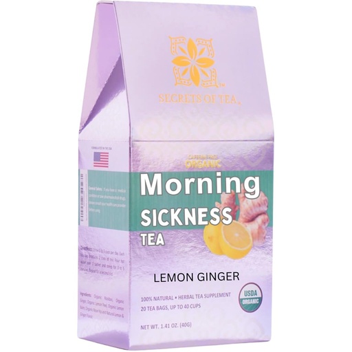 [BRSWGFD3OIGWOD3U] Secrets Of Tea - Pregnancy Nausea Tea- Hot or Iced Morning Sickness Tea- Caffeine Free- 1st Trimester Pregnancy Must Haves - Lemon Ginger- Up to 40 Servings - 20 Count(1 Pack)