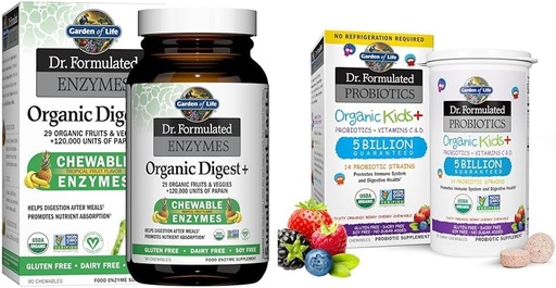 [BRSROAIPDMNQE33L] Garden of Life Dr Formulated Digestive Enzymes with Papain, Bromelain " Dr. Formulated Probiotics Organic Kids+ Plus Vitamin C " D. Berry Cherry