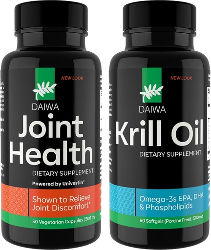 [BRSWYHT4PN6QIAI3] Daiwa Joint and Krill Oil Supplement Pack - Omega 3 Krill Oil Capsules con Herbal Blend, 2-en-1 Fórmula