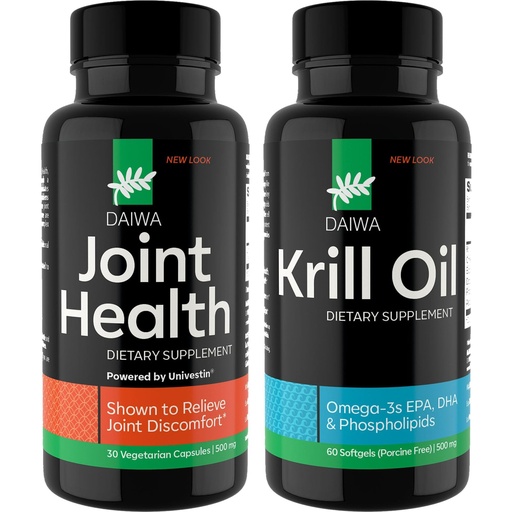 [BRSWYHT4PN6QIAI3] Daiwa Joint and Krill Oil Supplement Pack - Omega 3 Krill Oil Capsules with Herbal Blend, 2-in-1 Formula