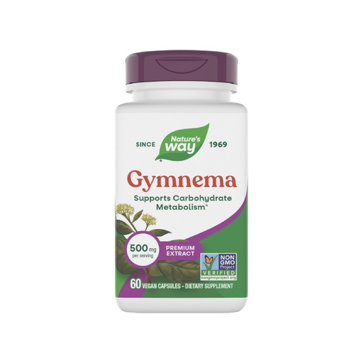 [BRSWIY3YAUIGEADU] Nature's Way Gymnema Premium Extract, Supports Carbohydrate Metabolism*, 500 mg per Serving, Non-GMO Project Verified, 60 Vegan Capsules (Packaging May Vary)