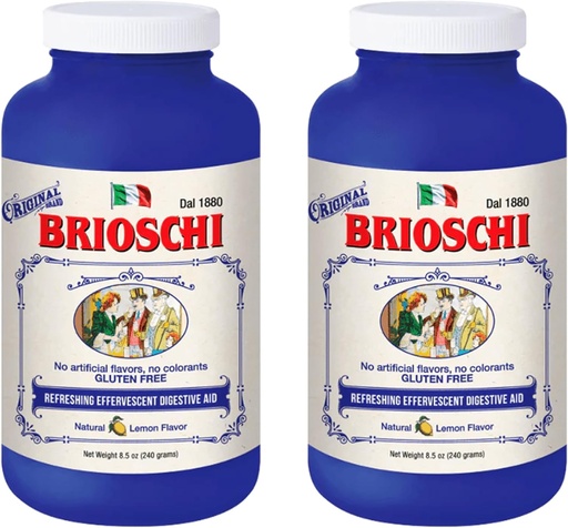 [BRSWIBI5AAGREDYV] Brioschi Italy Lemon Flavored Efferveshead Heartburn, Upset Stomach, Rūgšties nevirškinimas, 8.5 oz butelis (pakuotė 2)
