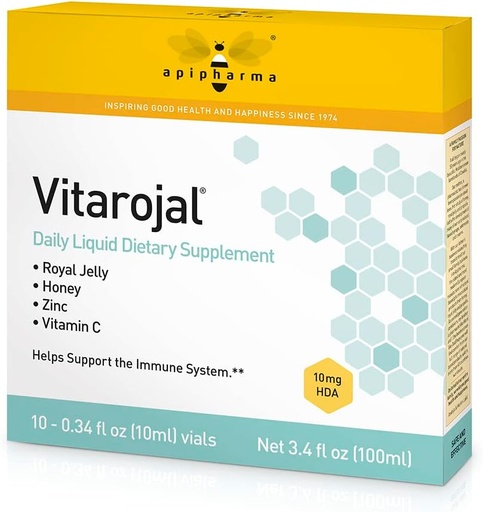 [BRSROZD3DEDWCHI4] Vitarojal Royal Jelly - with Honey, Vitamin C, Zinc - Support Your Immune System, & Promotes Natural Energy and Wellness (10 Vials)