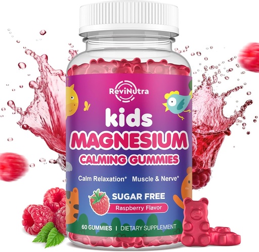 [BRSRAH3YBEFQIHLX] Kids Magnesium Gummies, Magnesium Glycinate Gummies for Kids & Adults with L-Theanine, Chamomile, Licorice, Vitamin D, B6 for Sleep, Relaxation, Brain & Muscle, Sugar Free Raspberry 60ct