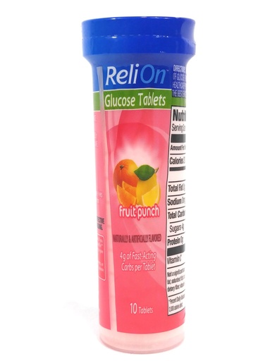 [BRSWECQDB4BQ2GTK] ReliOn Glucose Fruit Punch, 10 Tablets, On-The-Go Tube.