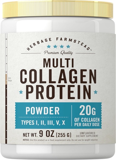 [BRSRMAIRCEBGACA6] Carlyle Multi Collagen Protein Powder for Women and Men | 9 Oz | Type I, II, III, V, X | Premium Complex Supplement | Unflavored | Non-GMO eta Gluten Free | by Herbage Farmstead
