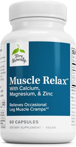 [BRSWGAYPAF5WOHLG] Terry Naturally Muscle Relax - Supplement to Support Nervous System, Muscle Relaxation & Sleep - Muscle Relaxant Supplement with Calcium, Magnesium & ZInc - Respiratory Health Aid - 60 Capsules
