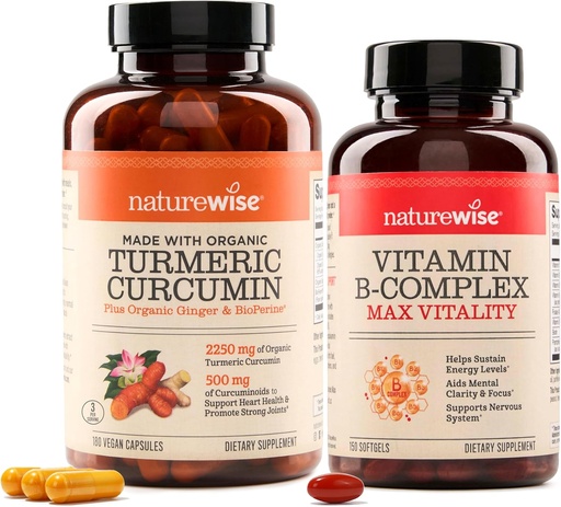 [BRSRAYYYBF7QOHL7] NatureWise Curcumin Turmeric 2250mg & Vitamin B Complex for Women and Men - 150 Softgels Cellular Energy Mental Clarity Support