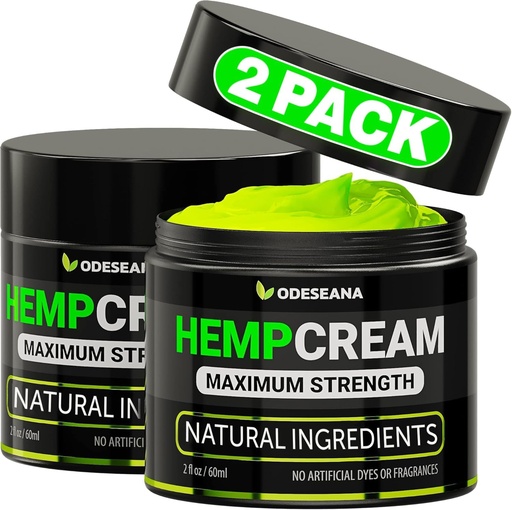 [BRSWYEL3AQAWAYLU] (2 Pack) Natural Hemp Cream - Maximum Strength Gel Rub to Soothe Discomfort - Cream with Hemp Oil, Arnica, MSM, Glucosamine, MSM, Aloe, Turmeric, Boswellia - Бърза абсорбция, Non-Greasy - 4 oz Total