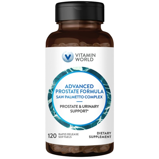 [BRSWGGD4AV5GCHLF] Vitamin World Advanced Prostate Formula Saw Palmetto Complex 120 Softgels, Supports Prostate Health, Urinary Health, Rapid-Release, Gluten Free