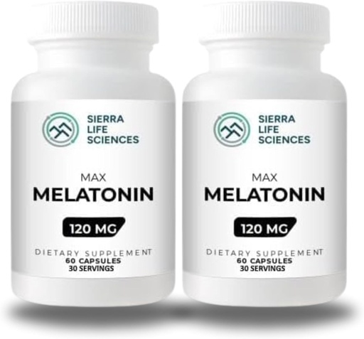 [BRSRAYYNAEMAMAA6] 120 mg High Dosage Melatonin Max in Easy-to-Swallow Capsules - 30 Servings (Pack of 2)